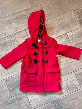 Gap Girls Toddler Cherry Red Hooded Toggle Coat
